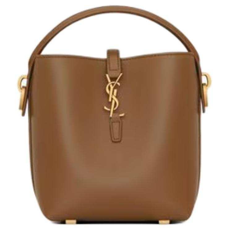 SAINT LAURENT Le 37 Shiny Leather Bucket Bag, Shoulder Bag, Crossbody Bag, Handbag Mini Women's Fox