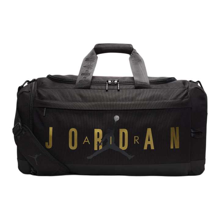 Jordan Jordan Velocity Polyester One Shoulder Crossbody Handheld Gym Bag Regular Unisex Black & Gold