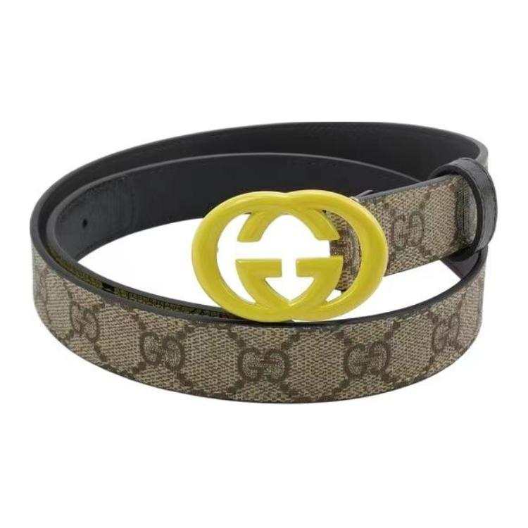 GUCCI GUCCI Leather Belts Unisex Brown Width 2.5cm