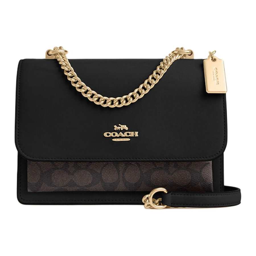 COACH Klare Coated Canvas Crossbody Bags Small Women's Walnut & Black