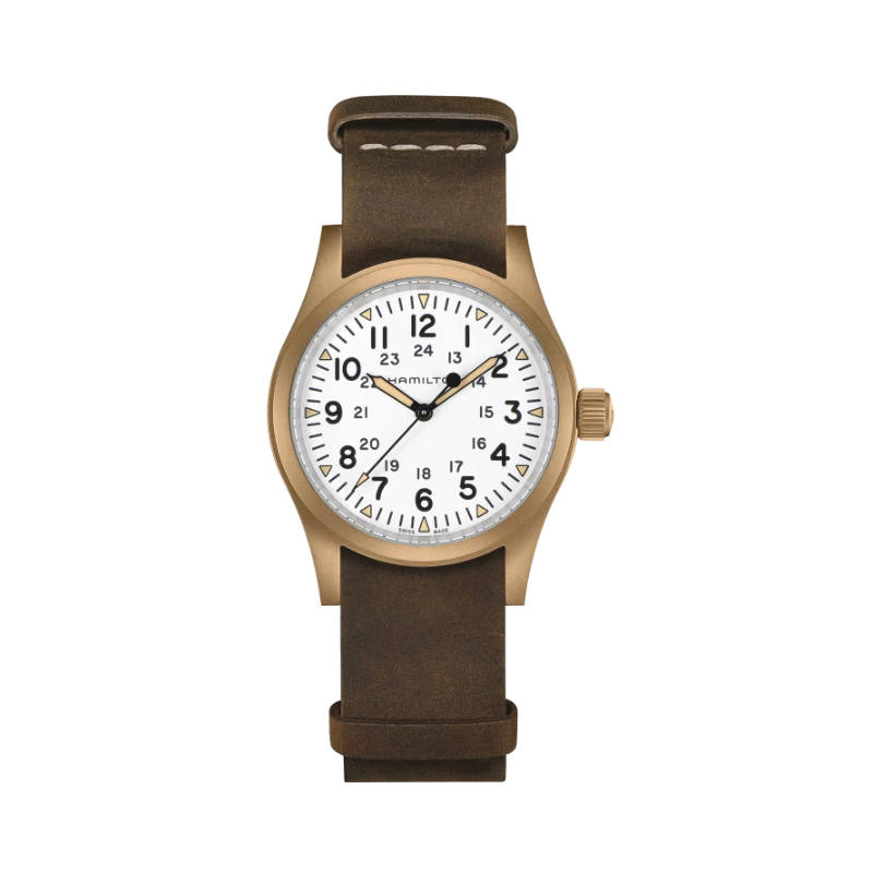 HAMILTON Khaki Field Series Manual Mechanical Movement 50m Waterproof Men's Watches Watch 38mm White Dial