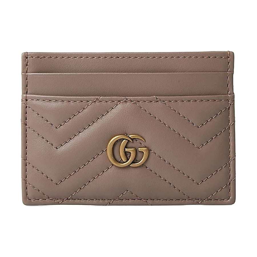 GUCCI Quilted Leather Card Holder Card Holder Women's Nude Pink