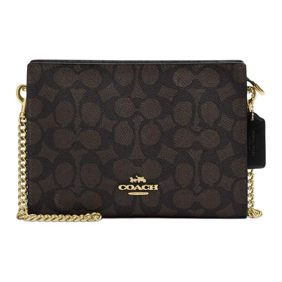 COACH Coated Canvas Crossbody Bags Small Women's Walnut & Black
