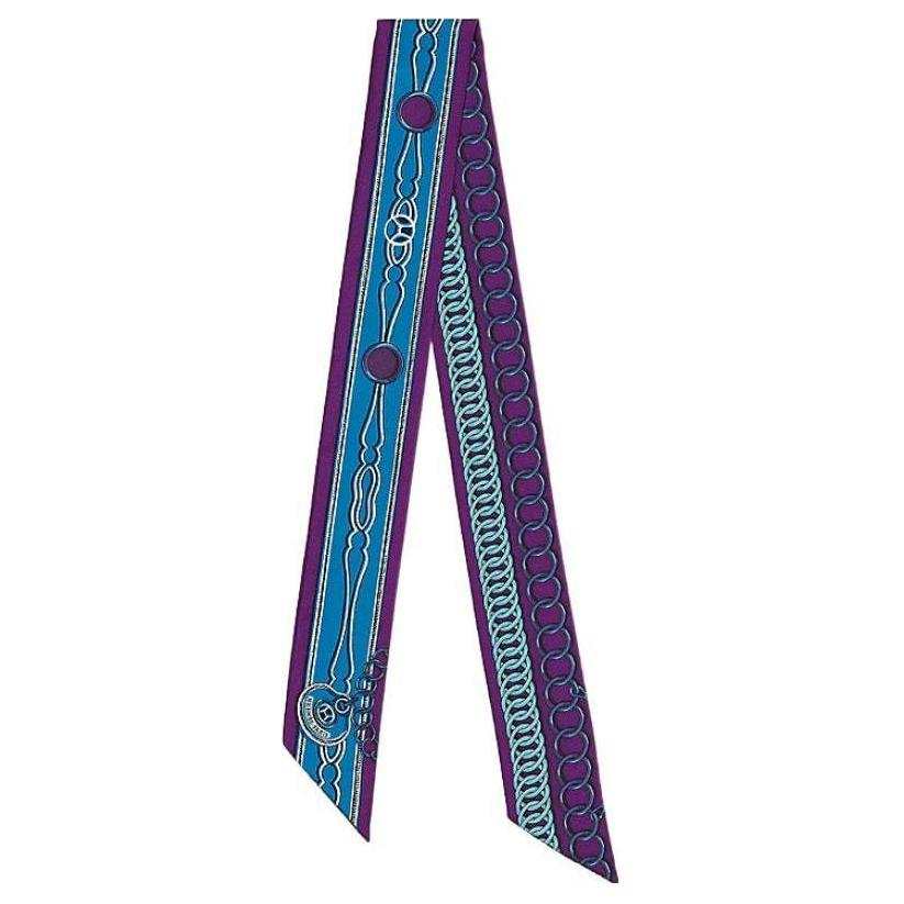 HERMES HERMES Twilly Silk Scarves Women's Blue