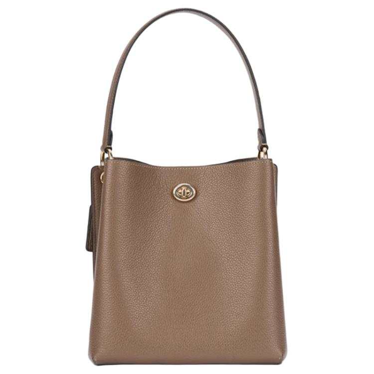 COACH Charlie Cow Leather Bucket Bag, Crossbody, One Shoulder Handbag Small Women's Dark Umber