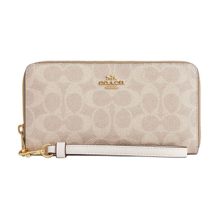 COACH COACH Coated Canvas Wallet Regular Women's Sand & Chalk