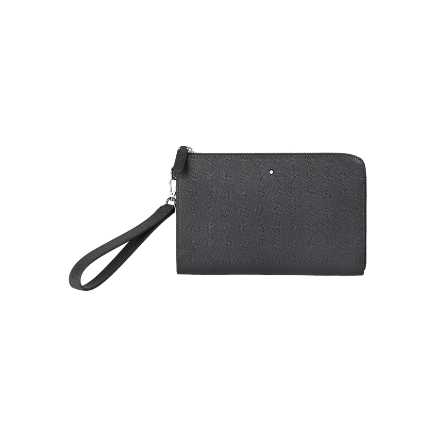 MONTBLANC Zip Closure Leather Clutch Small Men's Dark Gray