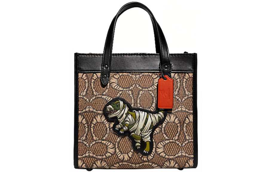 COACH Field Cow Leather Canvas Bag, Shoulder Bag, Crossbody Bag, Handbag Small Unisex Brown Black