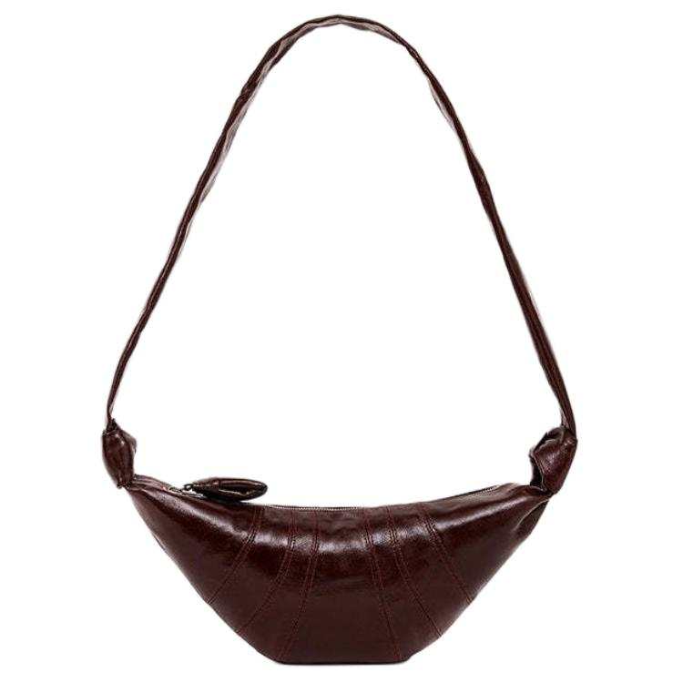 Lemaire Coated Canvas Croissant Bag, Shoulder Bag, Crossbody Bag Small Unisex Chocolate