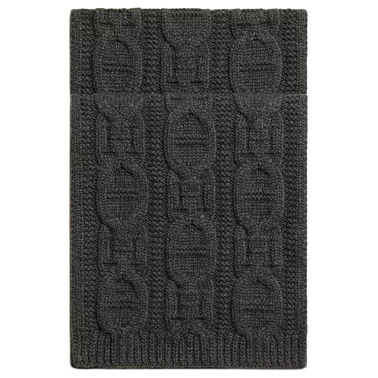 HERMES Cashmere Knit Scarves Men's Charcoal Gray