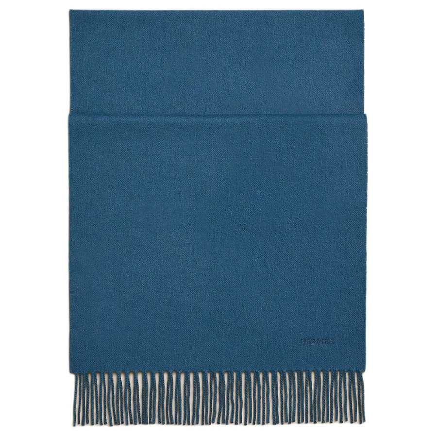 HERMES Unie Brodee Cashmere Knit Scarves Men's Marble Blue