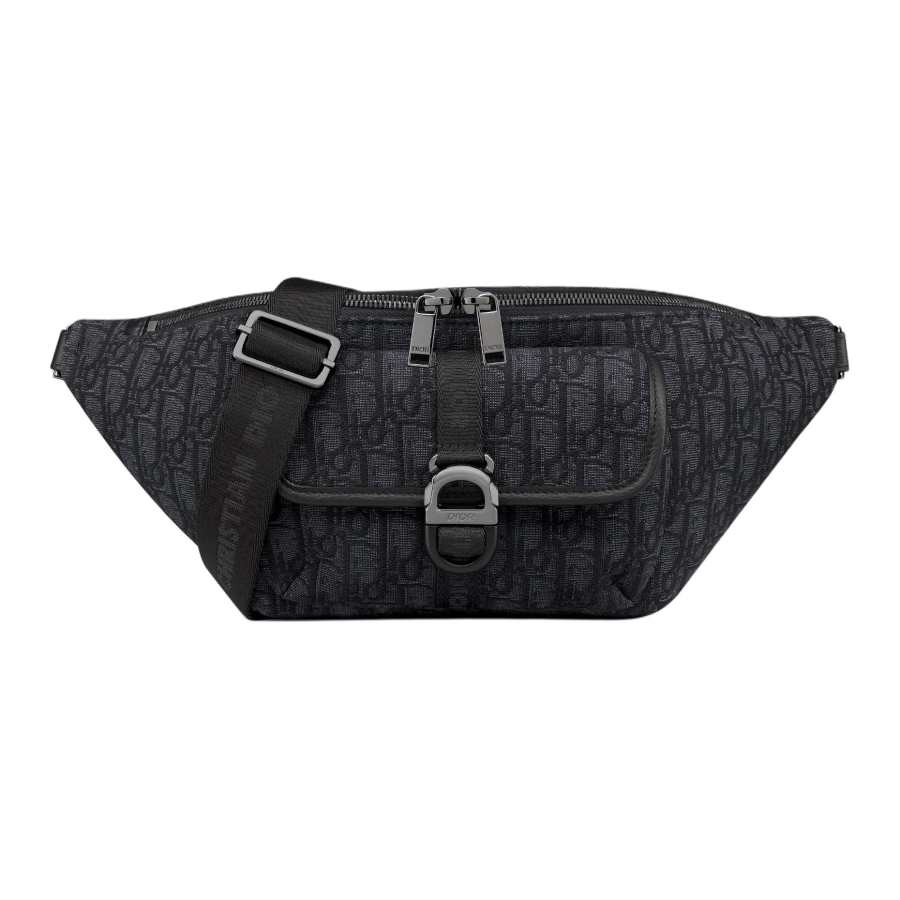 DIOR 8 Twill Cotton With Calfskin Fanny Pack Regular Men's Black
