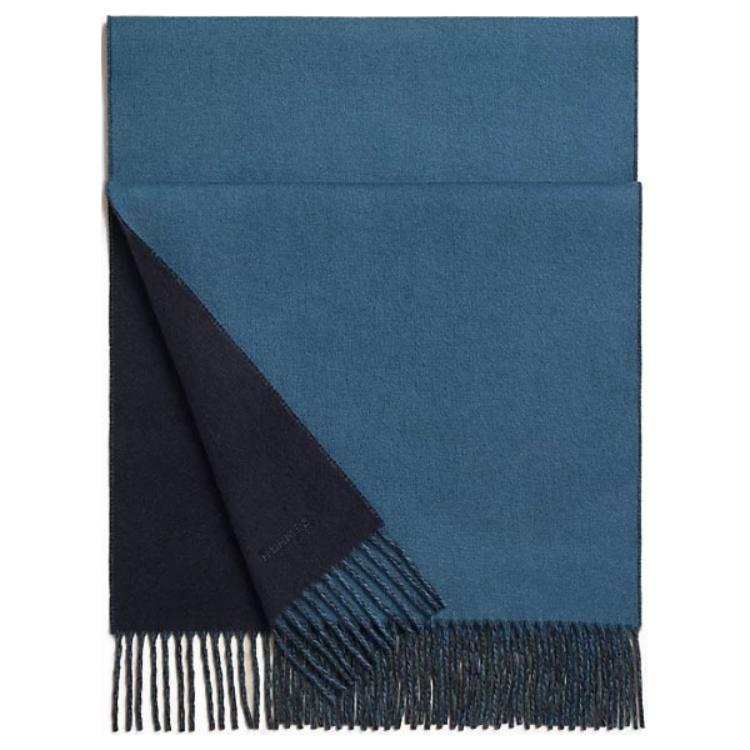HERMES Cashmere Knit Scarves Men's Marine Blue