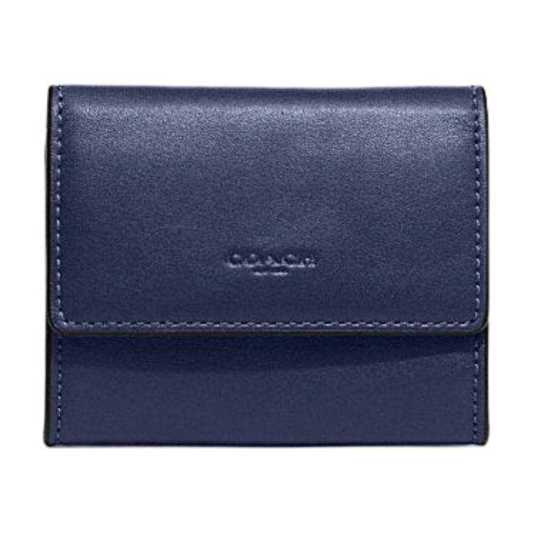 COACH Leather Card Holder Women's Marine Blue