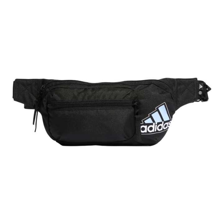 Adidas Adidas Recycled Polyester Shoulder Bag, Fanny Pack Unisex Black & Light Pink Blue & White
