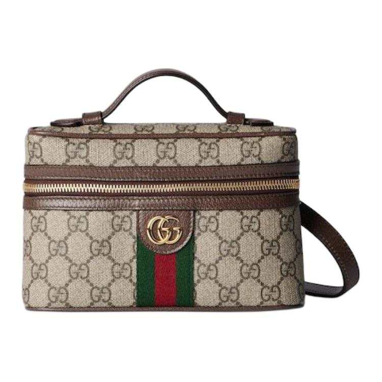 GUCCI Ophidia Canvas With Leather Shoulder Bag, Crossbody Bag, Handbag Extra Mini Women's Beige & Dark Brown