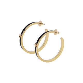 TORY BURCH Logo Plaque Hoop Earrings
