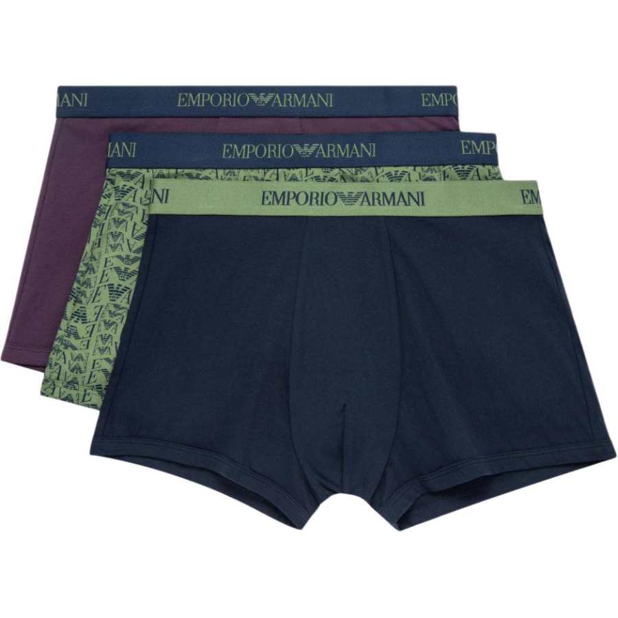 EMPORIO ARMANI FW24 Underpants Men's 3 Pack Navy Blue+Green+Purple