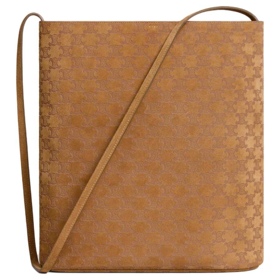CELINE Triomphe Calfskin Bucket Bag, Shoulder Bag Men's Brown