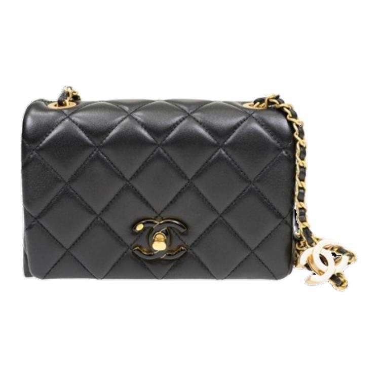 CHANEL Lambskin Crossbody Bag, Shoulder Bag Small Women's Black