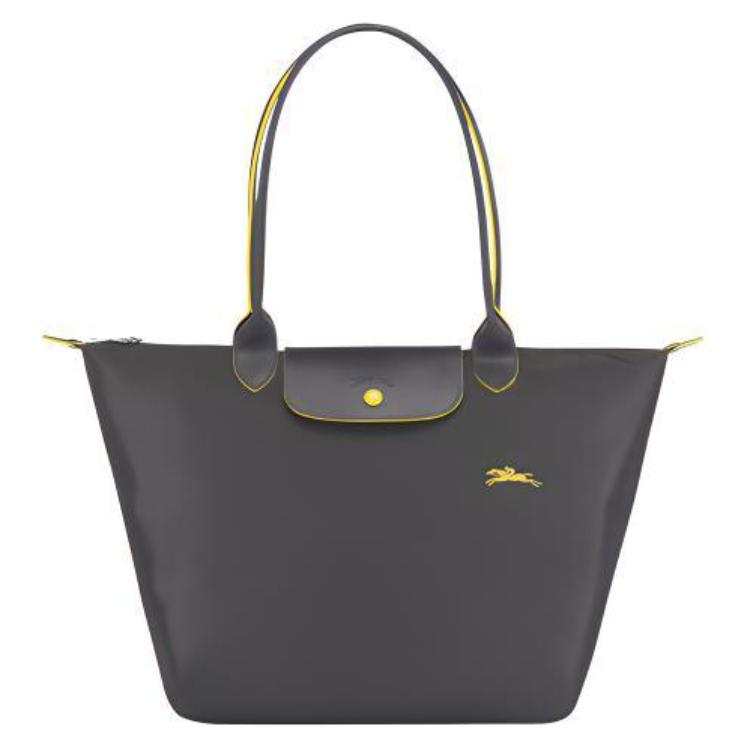 LONGCHAMP Le Pliage Club Cow Leather Handbag, Shoulder Bag Large Women's Metal Gray