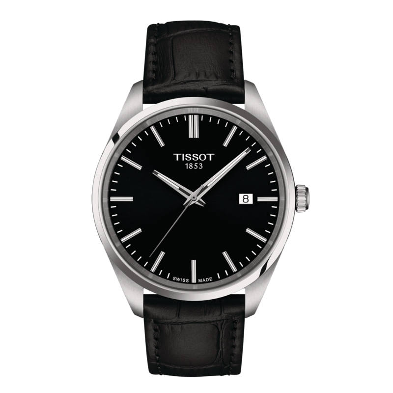 TISSOT T Quartz Movement 100m Waterproof Men's Watches Watch 40mm Black Dial Stainless Steel Case Leather Strap