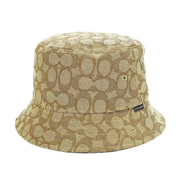 COACH COACH Patterned Print Cotton, Polyester Bucket Hats Unisex Khaki