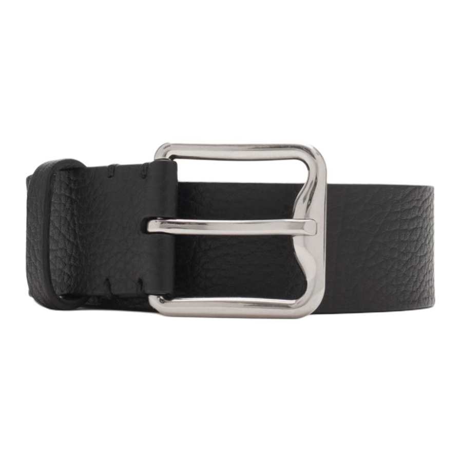 Burberry Burberry Gold Plated Leather Belts Men's Black Width 3cm