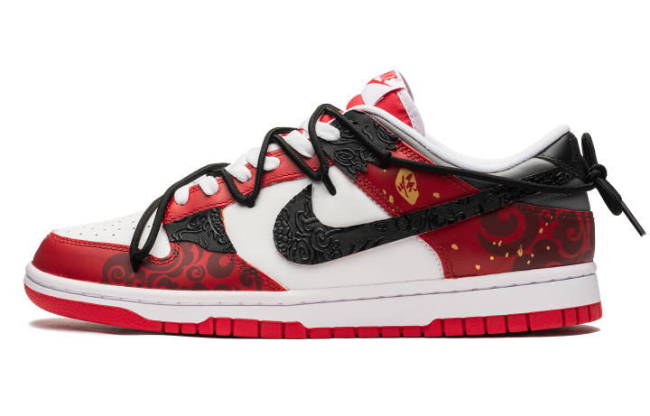 Nike Nike Dunk Low top Skateboard Shoes Men's Black Red White