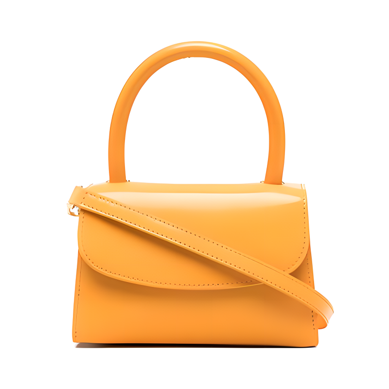 By Far Cow Leather Small Square Bag, Shoulder Bag, Crossbody Bag, Handbag Mini Women's Orange