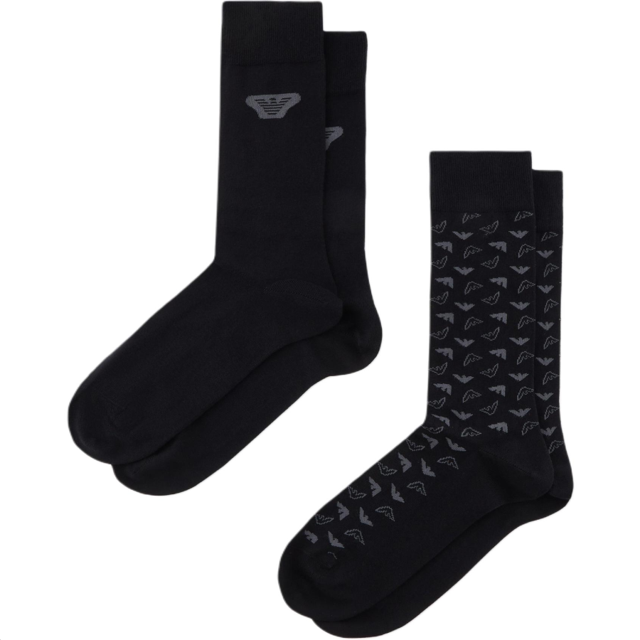 EMPORIO ARMANI Crew Socks Men's 2 Pack Black