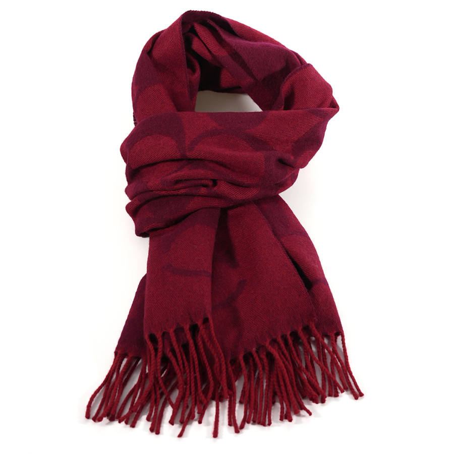 COACH COACH Cashmere Sheep Wool Knit Scarves Unisex Red