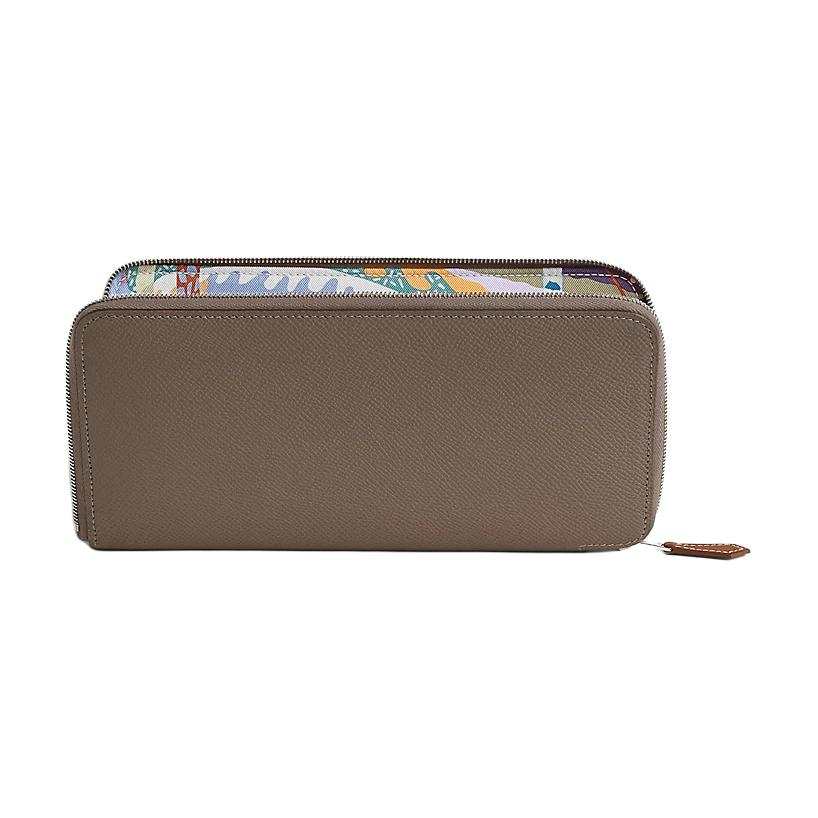 HERMES Silk'In Epsom With Barenia Calfskin Wallet Women's Multicolor
