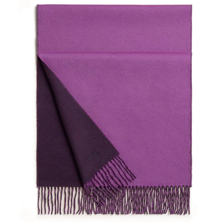 HERMES Cashmere Knit Scarves Men's Purple