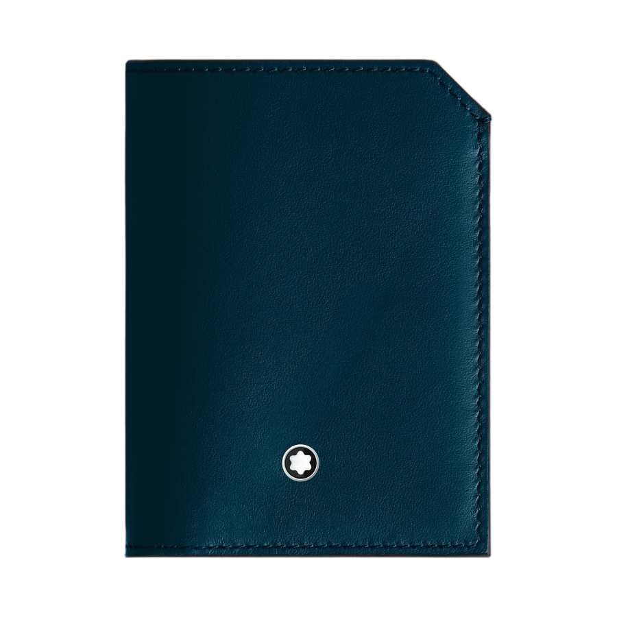 MONTBLANC MONTBLANC Full Grain Cow Leather Wallet Men's Deep Pool Blue
