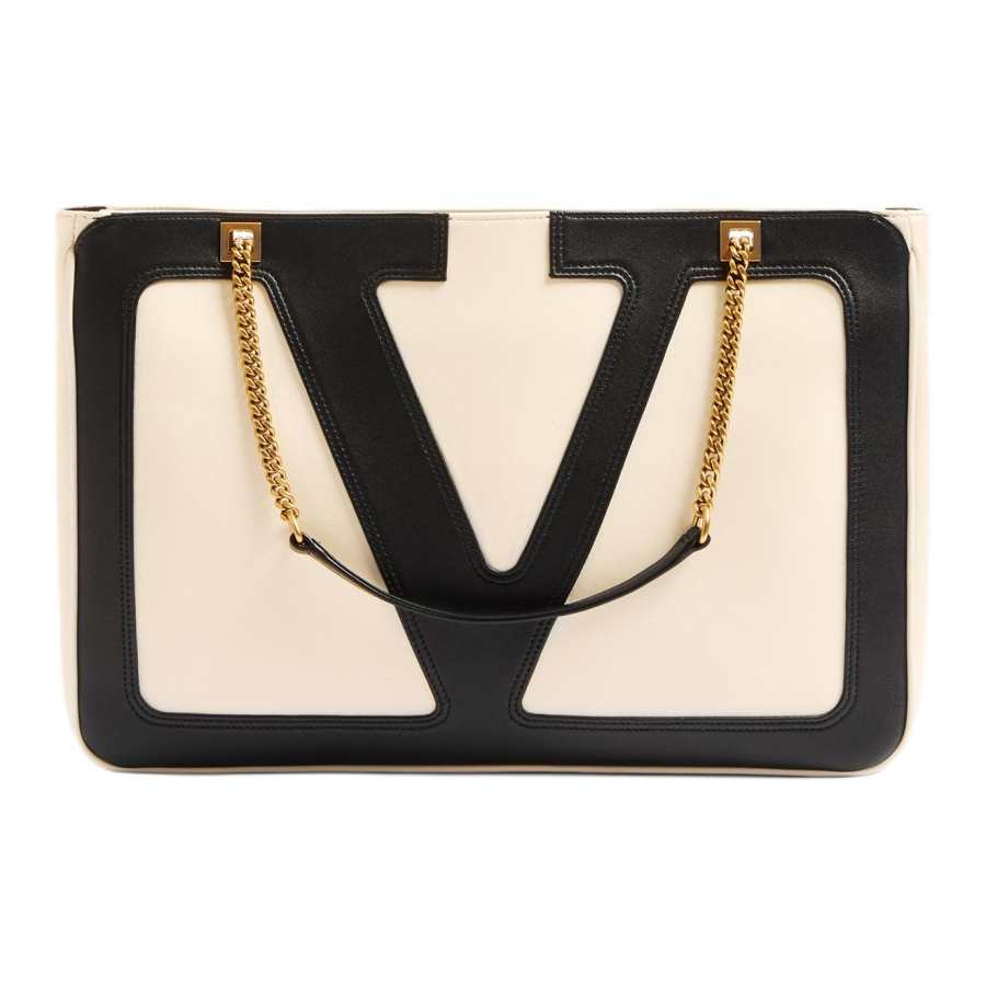 Valentino Sheepskin Crossbody Bag, Shoulder Bag Medium Women's Butter White & Black
