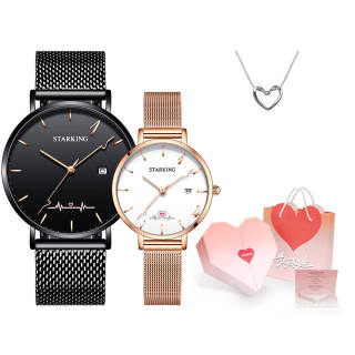 STARKING Quartz Movement Stainless Steel Watchband Watch Unisex White Dial