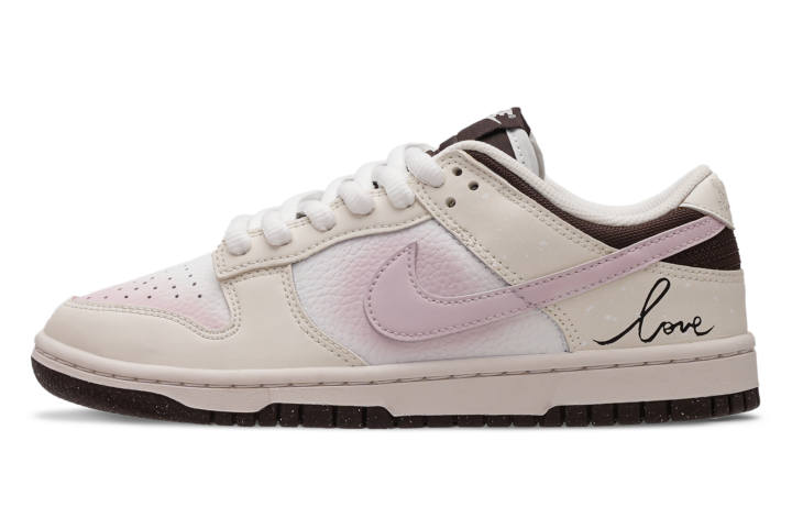 Nike Nike Dunk White Peach Cocoa Abrasion Resistant Slip Resistant Low top Skateboard Shoes Unisex Pink White