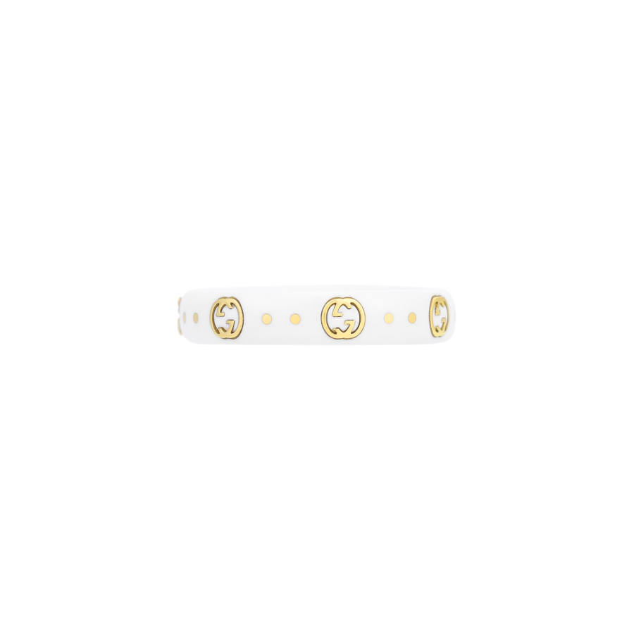 GUCCI Icon 18K Gold Rings Unisex White