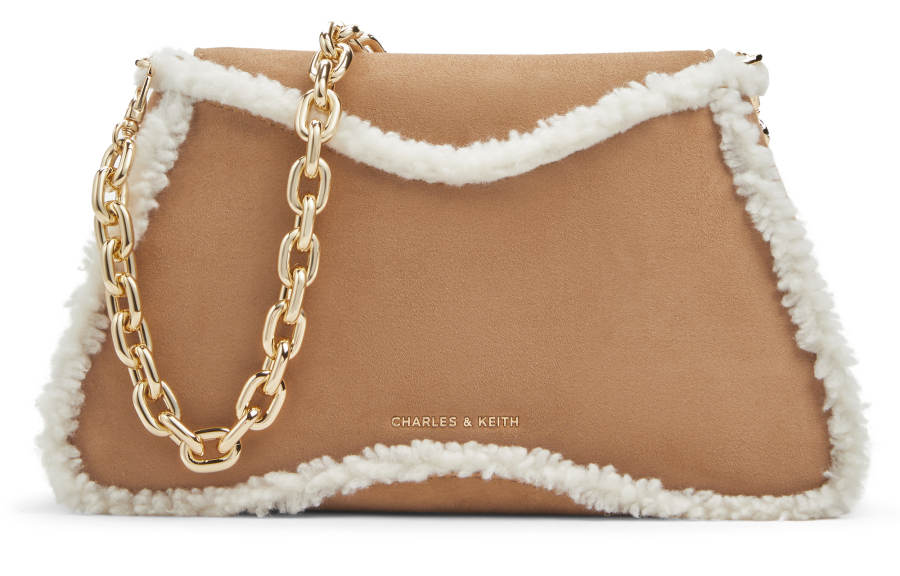 CHARLES&KEITH PU, Textile Mixture Crossbody Bag, Shoulder Bag Medium Women's Multi Composite Color