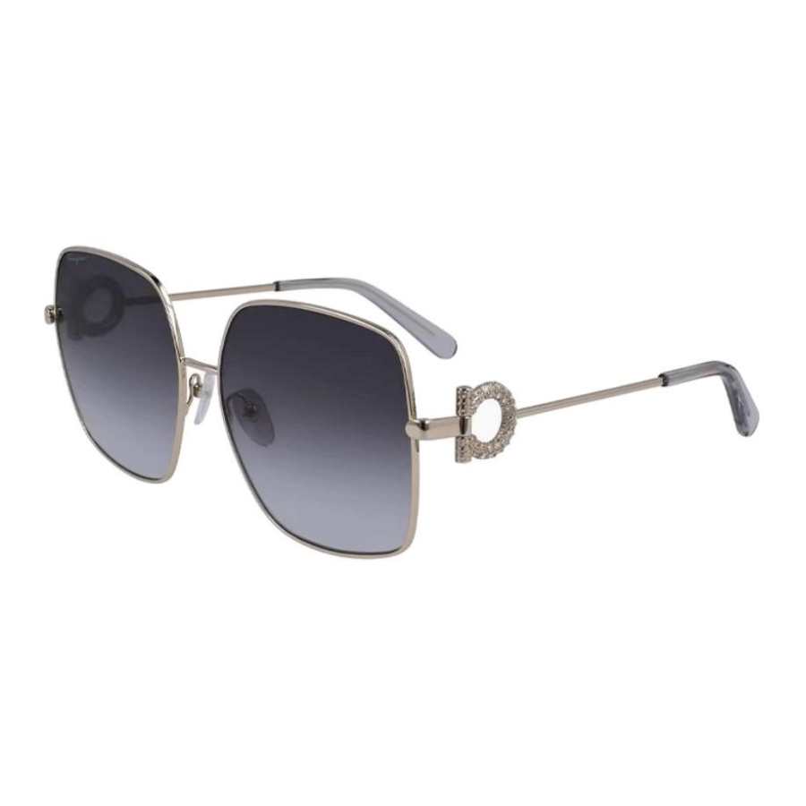 Ferragamo FERRAGAMO Metal Square Sunglasses Unisex Silver