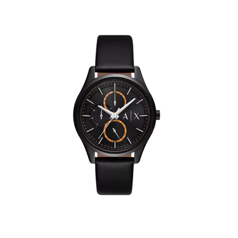 ARMANI EXCHANGE ARMANI EXCHANGEAE Wrist Watches Quartz Movement Leather Strap 42mm Black Dial Men's Watches