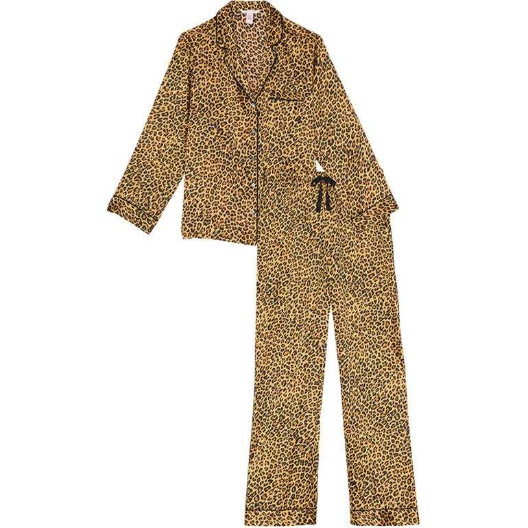 Victoria's Secret Fashion Show Collection THE MIX Pajama Set Women's Brown Leopard Print