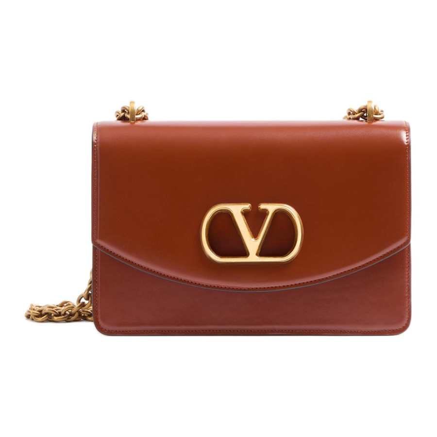 Valentino Calfskin Shoulder Bag, Crossbody Bag Women's Brown