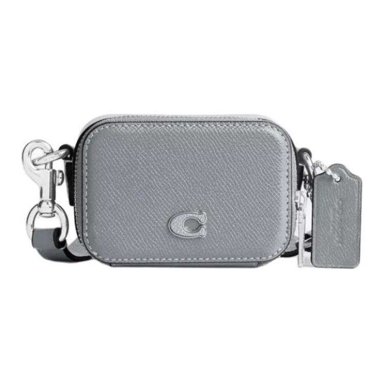 COACH Leather One Shoulder Handbag, Crossbody Bag Mini Men's Gray