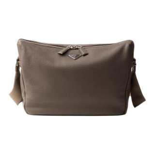 PRADA Leather Messenger Bag, Crossbody Bag, Shoulder Bag Men's Bamboo Gray