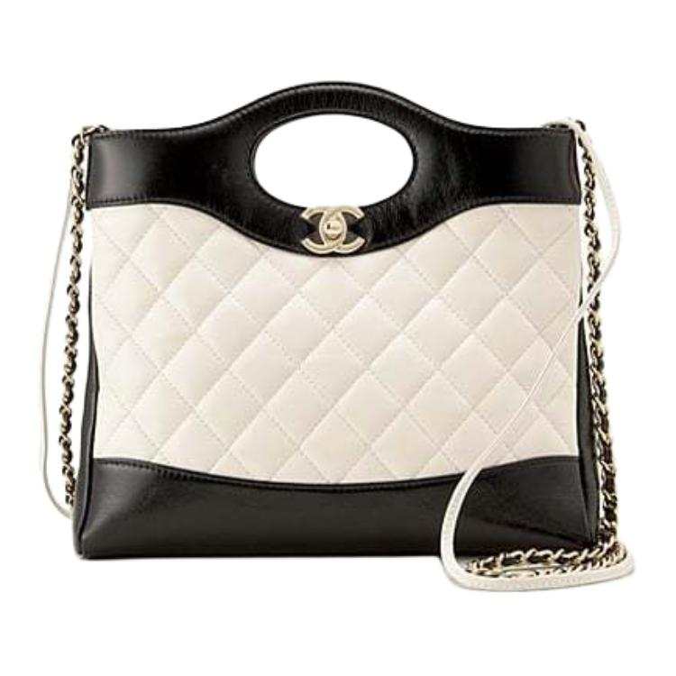 CHANEL Sheepskin Material Gold Metal Shoulder Bag, Crossbody Bag, Handbag Mini Women's White Black
