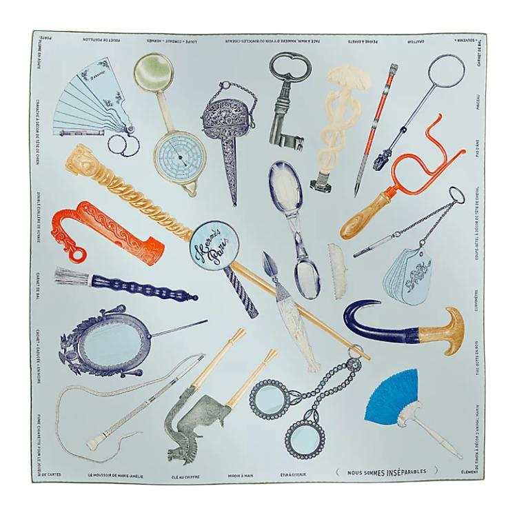 HERMES HERMES Silk Scarves Women's Sky Blue
