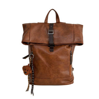 DCLOUD Pu Backpack Unisex Yellow Brown/Black/Brown