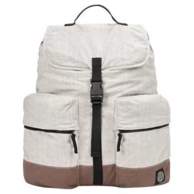 STONE ISLAND Linen Nylon Backpack Men's Dove Gray